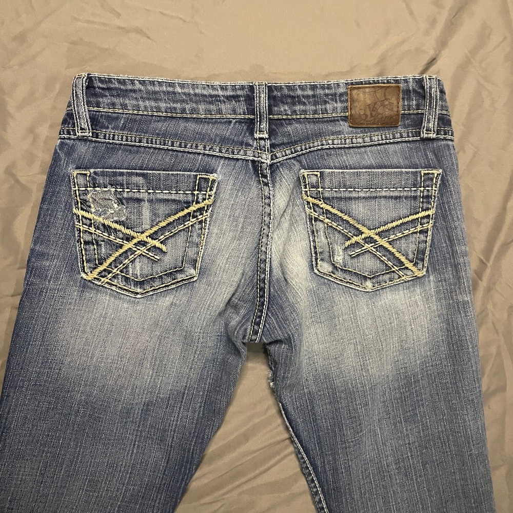 Women's Blue Distressed Jeans - Picture 3 of 5